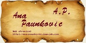 Ana Paunković vizit kartica